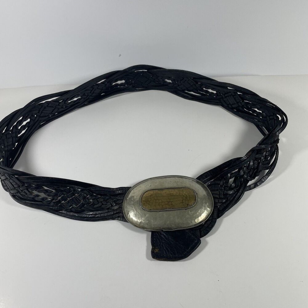 Chico's Low-waist wide Leather Belt Two Tone Buckle Womens Sz S